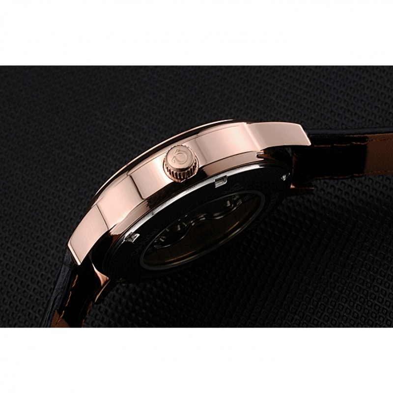 Omega DeVille Prestige Small Seconds Black Dial Gold Case Black Leather Bracelet 622602-5