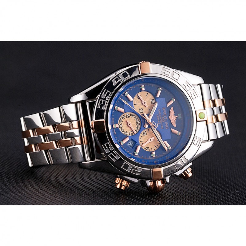 SS Replica Watches Breitling Chronomat 44 Blue Dial with White Subdials 2 Tone Stainless Steel Bracelet 622510-4