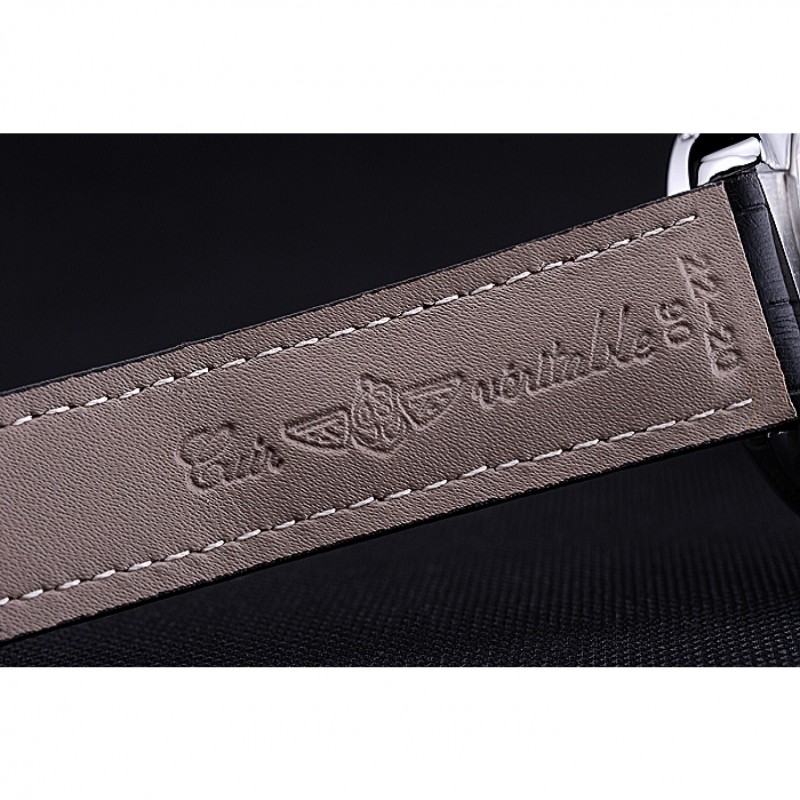High Quality Breitling Chronomat 44 Black Dial with White Subdials Black Leather Bracelet 622511-7