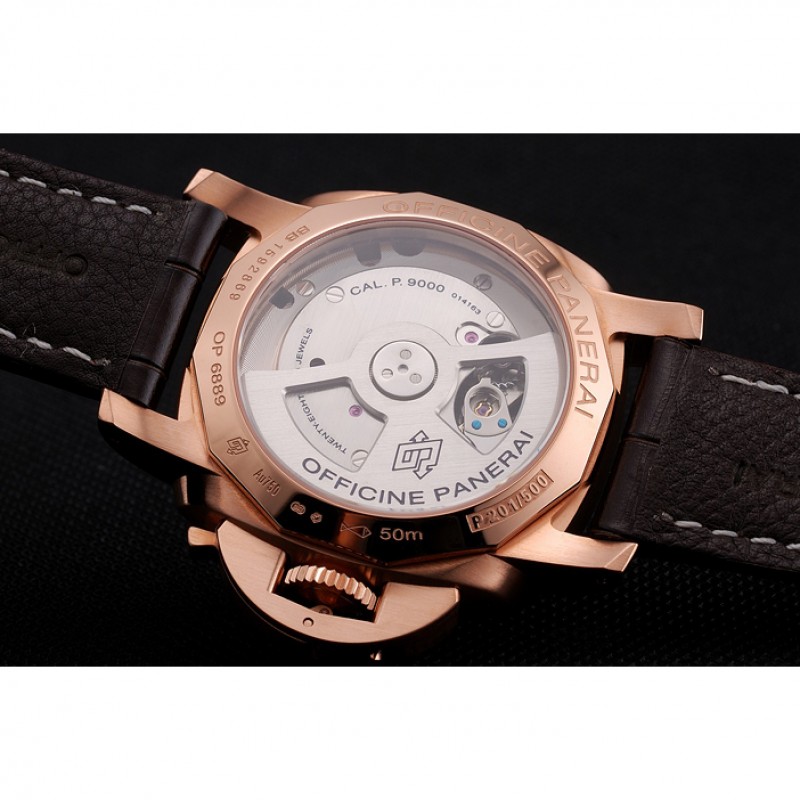 Swiss Panerai Luminor Marina 1950 3 Days Oro Rosso Brown Dial Rose Gold Case Brown Leather Strap-7
