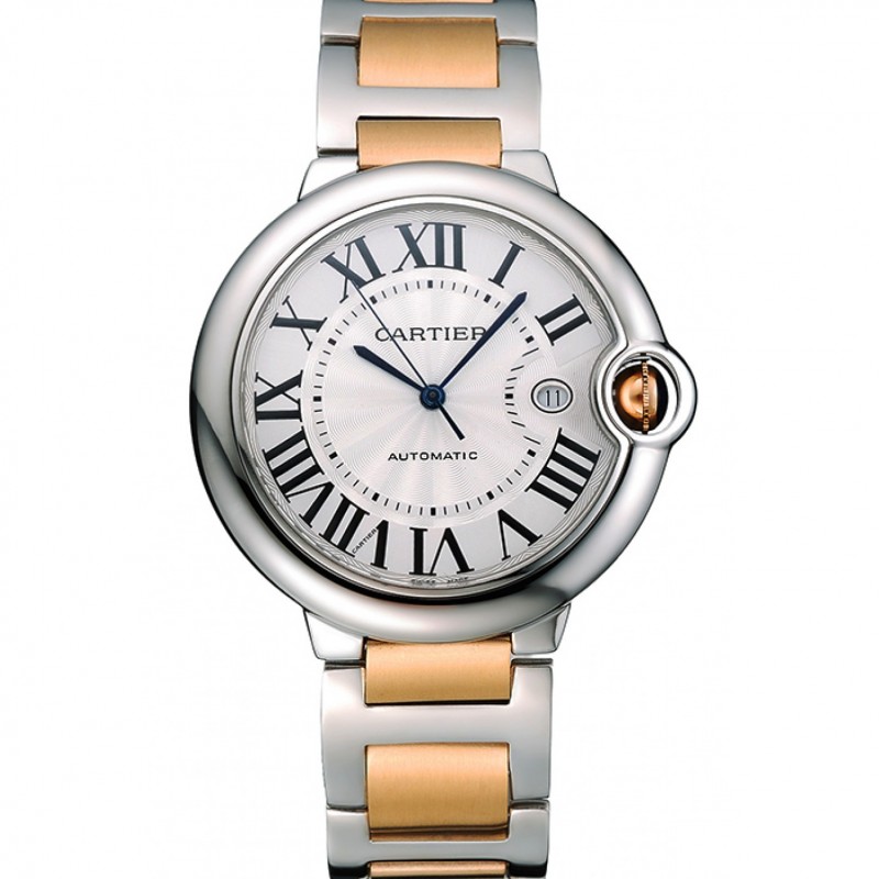 Swiss Cartier Ballon Bleu 42mm Silver Dial Stainless Steel Case Two Tone Gold Bracelet 622877-0
