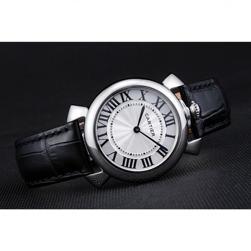 Cartier Rotonde Blue Crown Black Leather Bracelet 621975-3