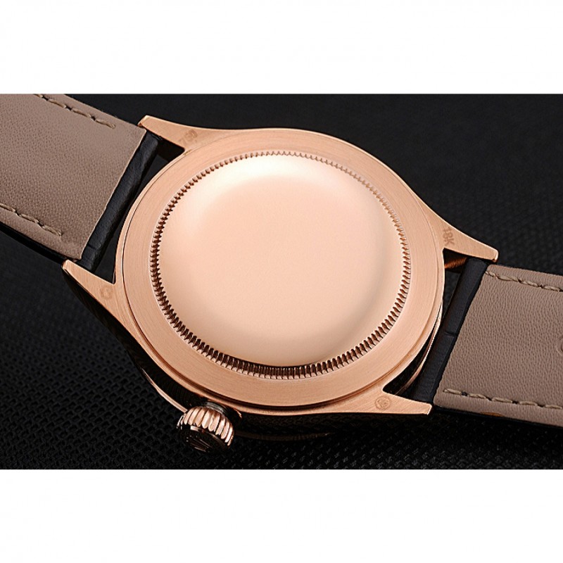 Best Replica Watches Swiss Rolex Cellini Time Rose Gold Case Black Dial Black Leather Bracelet 622656-7