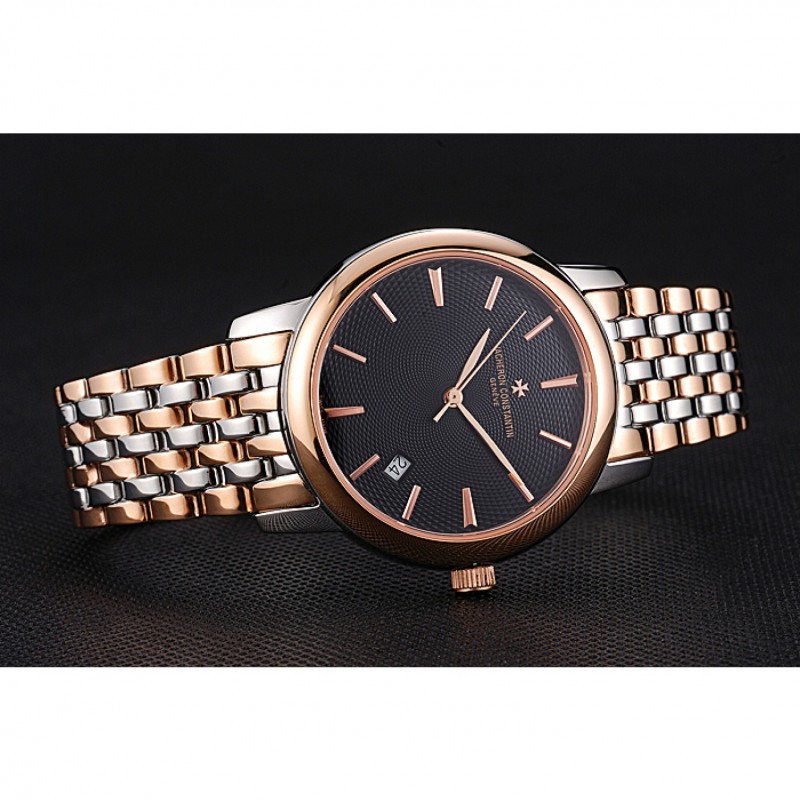Vacheron Constantin Patrimony Black Dial Rose Gold Case Two Tone Bracelet 62293-4