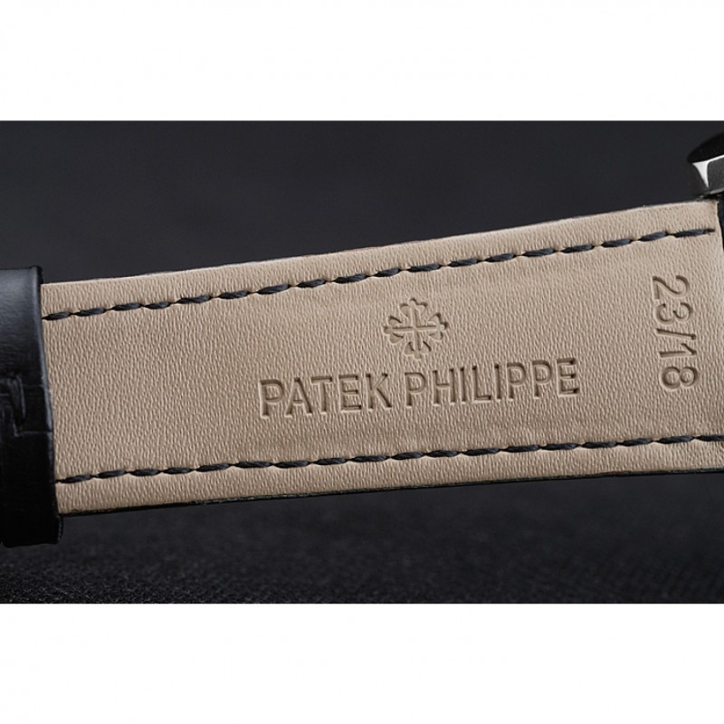 Patek Philippe Complications Chronograph White Dial Silver Case Black Leather Bracelet 1454237-6