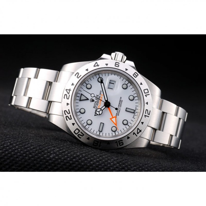 SS Rolex Swiss Explorer Stainless Steel Bezel White Dial Watch-4