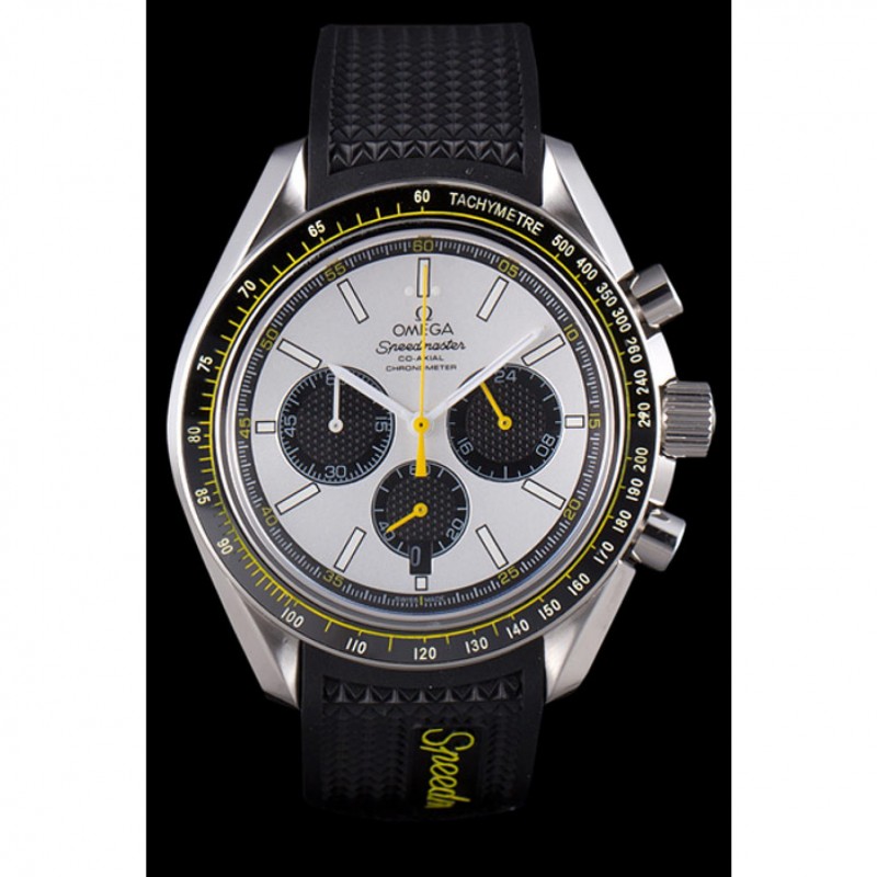 Omega Speedmaster Black Rubber Bracelet White Dial 801422-1