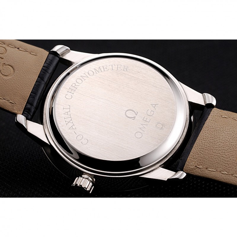 Omega De Ville Prestige Black Dial Stainless Steel Case Black Leather Strap-7