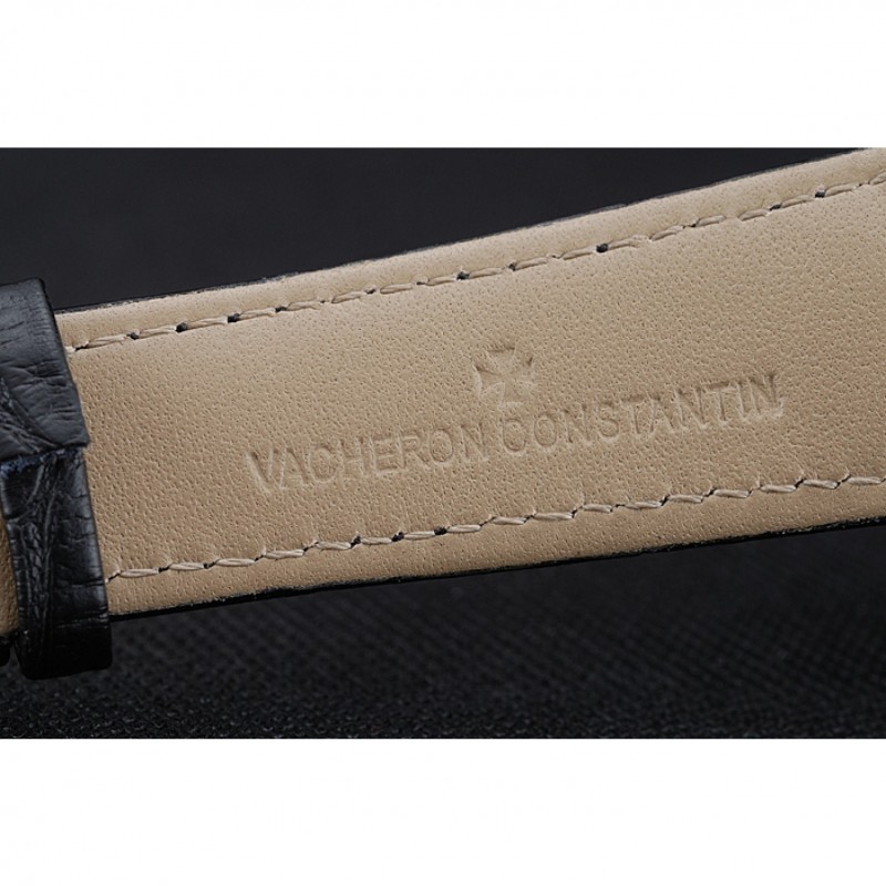 Vacheron Constantin Patrimony Power Reserve Black Dial Silver Diamond Case Black Leather Bracelet 1454267-6