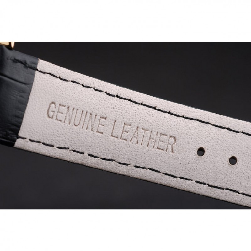 High Quality Replica Watches Patek Philippe Swiss Calatrava Ribbed Bezel White Dial Black Leather Strap 7642-6