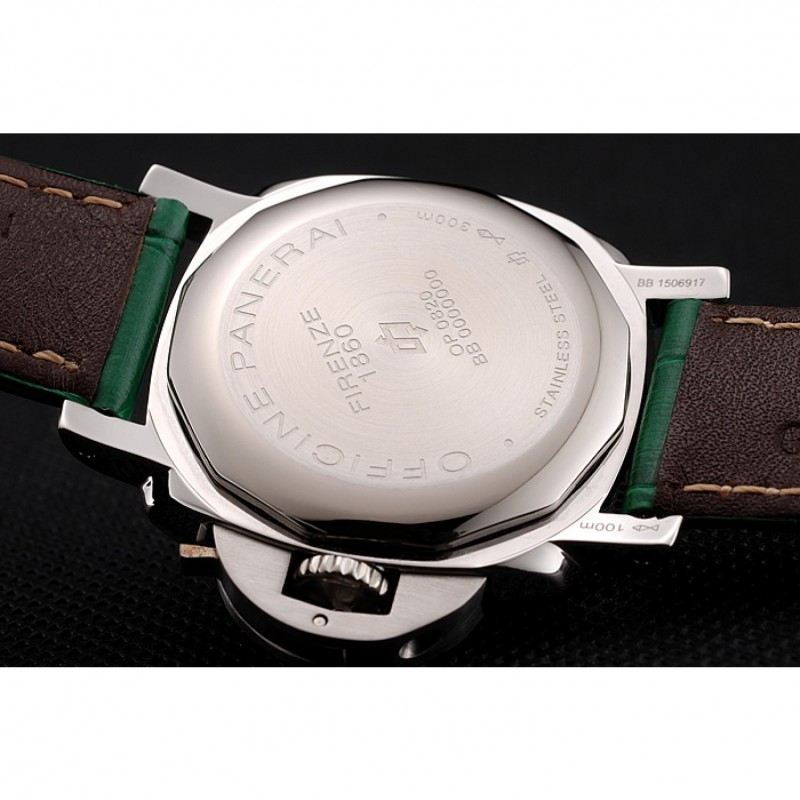 Panerai Radiomir White Dial Stainless Steel Case Green Leather Strap 1453804-7