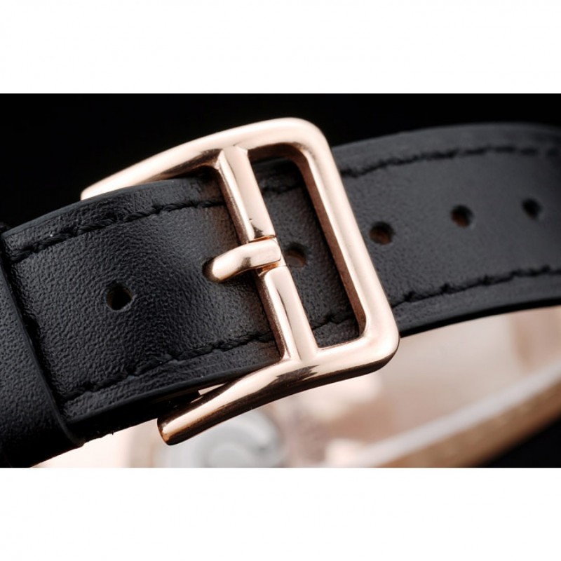 AAA Hermes Classic MOP Dial Black Leather Strap-5