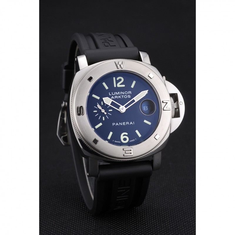 Panerai Luminor Brushed Stainless Steel Case Black Dial Black Rubber Strap 98165-2