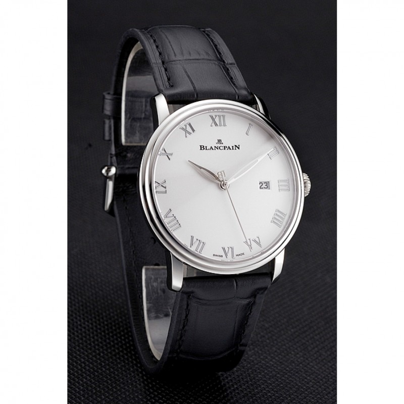 Blancpain Villeret Ultra Slim White Dial Stainless Steel Case Black Leather Strap-2