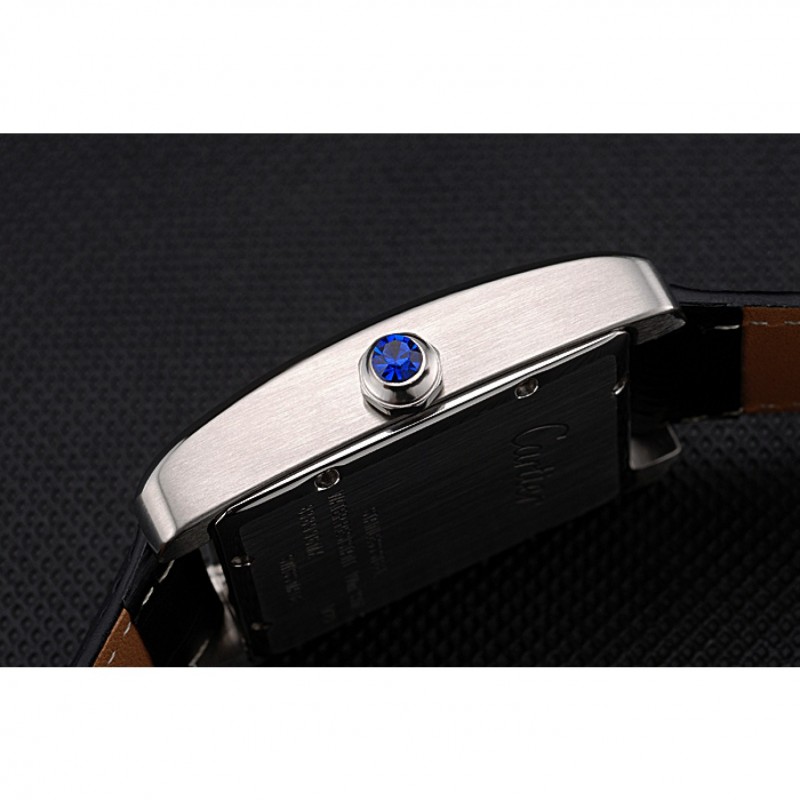 Cartier Tank MC White Dial Stainless Steel Case Black Leather Strap 622576-5