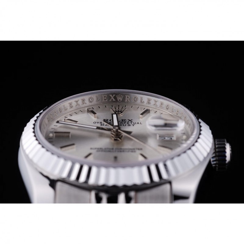 Luxury Rolex Datejust Silver Dial Ribbed Bezel 7457-7