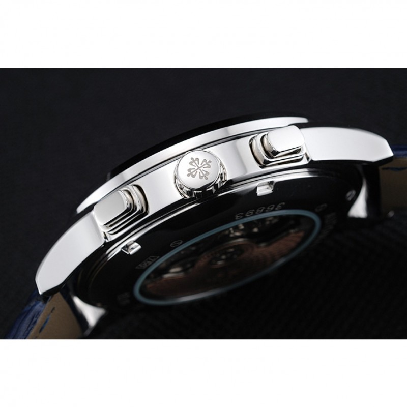 Best Patek Philippe Grand Complications Blue Dial Silver Case Blue Leather Bracelet 1454241-6