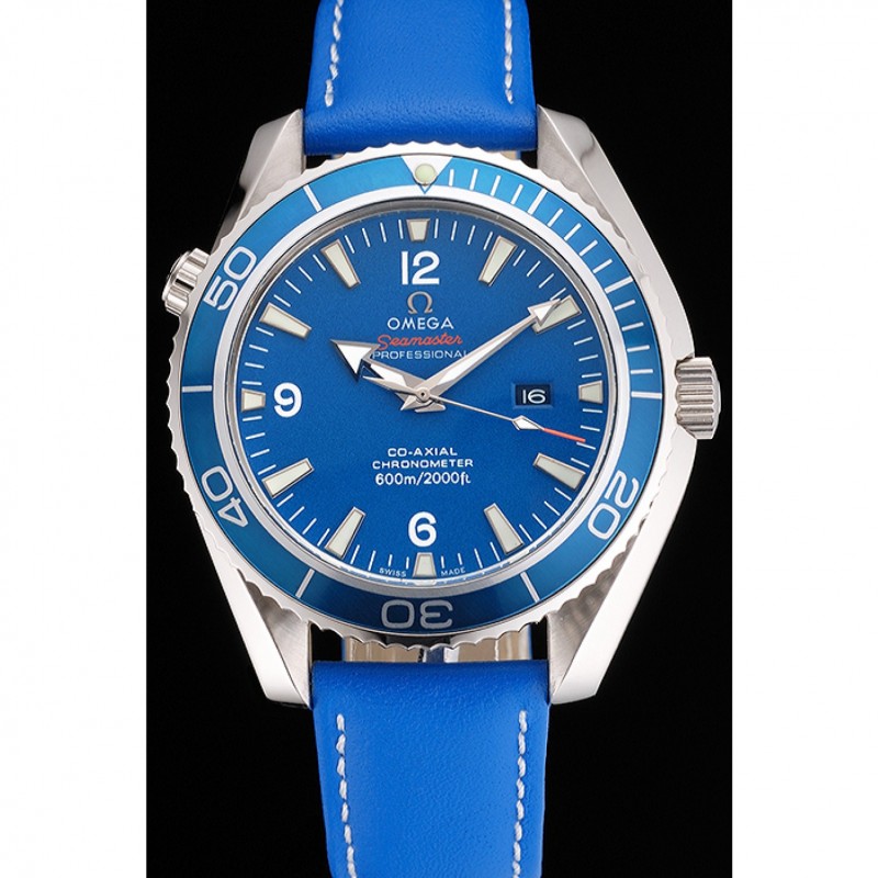 Omega Seamaster Planet Ocean Blue Dial Blue Leatherl Bracelet 622538-1