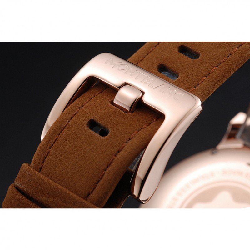 Montblanc Twinfly Chronograph White Dial Brown Suede Leather Bracelet 1454116-7