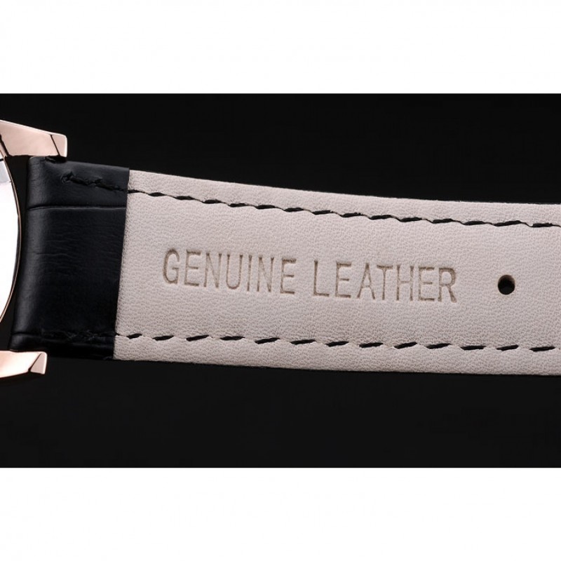 Patek Philippe Swiss Calatrava Ribbed Bezel Black Dial Black Leather Strap 7651-6
