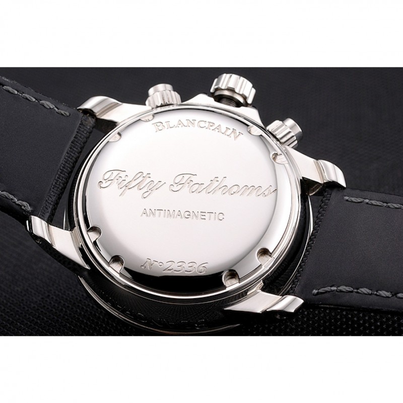 Cheap Replica Watches Swiss Blancpain Fifty Fathoms Flyback Chronograph Black Dial Black Bezel Stainless Steel Case Black Canvas Strap-7