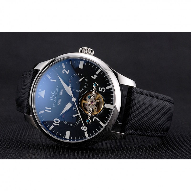 IWC Pilot Tourbillon Black Dial Stainless Steel Case Black Textile Strap-4