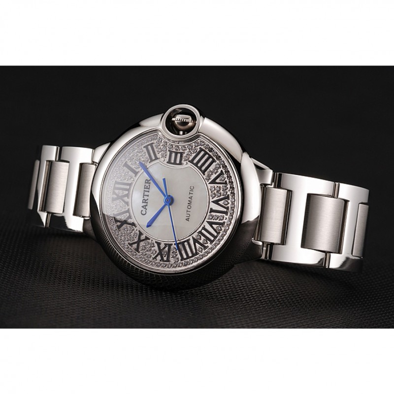 Swiss Cartier Ballon Bleu 40 MM Diamond Dial Staineless Steel Bracelet 1453893-3