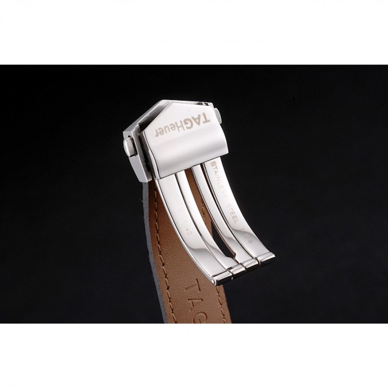 Swiss Tag Heuer Carrera Calibre 5 Black Dial Stainless Steel Case Black Leather Strap-6