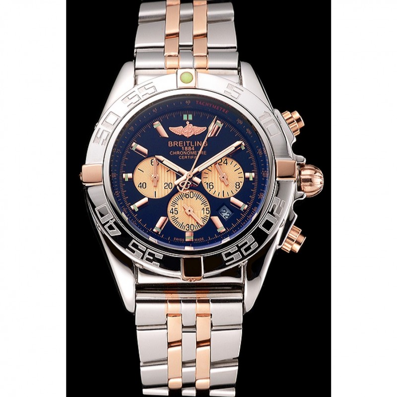 High Quality Breitling Chronomat 44 Black Dial with White Subdials 2 Tone Stainless Steel Bracelet 622509-1