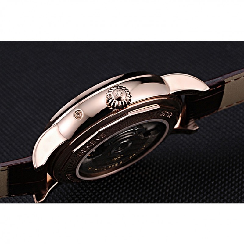 Patek Philippe Geneve Grand Complications White Dial Tourbillon Rose Gold Bezel Brown Band 622156-7