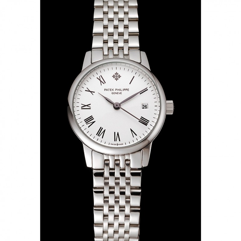 High Quality Replica Watches Patek Philippe Calatrava Ladies White Dial Stainless Steel Case And Bracelet 1453834-1