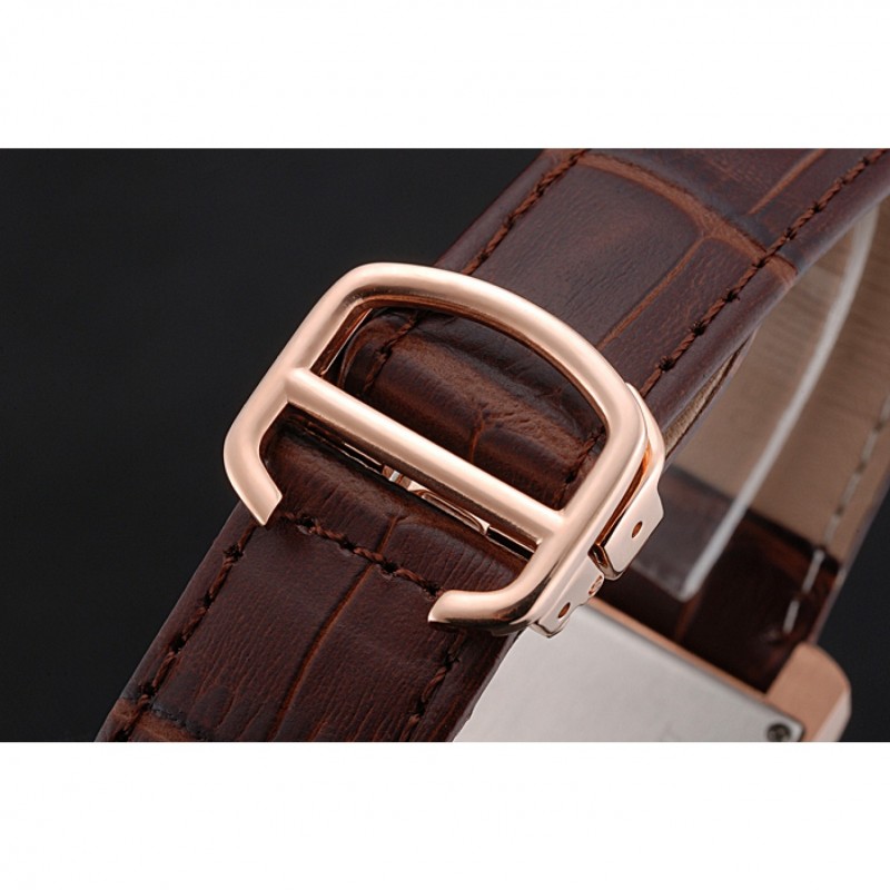 SS Cartier Tank MC Gold Case Brown Dial Brown Leather Strap 622175-5
