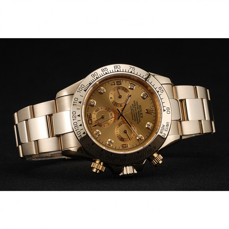Rolex Cosmograph Daytona Brown Dial Diamond Numerals Gold Case And Bracelet 1454245-4