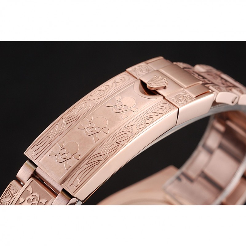 Swiss Rolex Submariner Skull Limited Edition Blue Dial Rose Gold Case And Bracelet 1454085-5