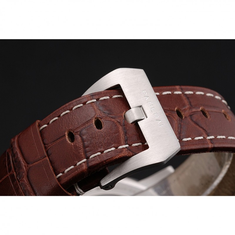 SS Replica Watches Panerai Luminor 1950 Tourbillon GMT Black Dial Stainless Steel Case Brown Leather Strap-5