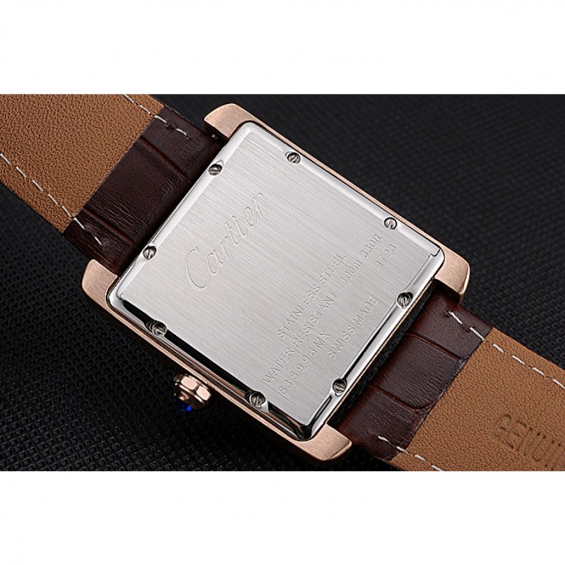 Cartier Tank MC White Dial Gold Case Brown Leather Strap 622578-4