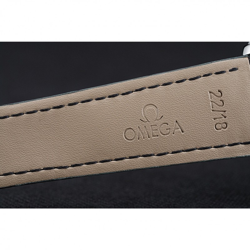 Omega De Ville Moonphase Black Dial Silver Case Black Leather Bracelet 1454225-6