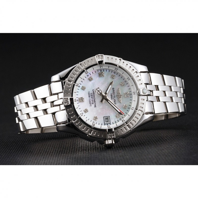 High Quality Replica Watches Breitling Colt Lady Pearl Dial Diamond Hour Marks Stainless Steel Case And Bracelet-3
