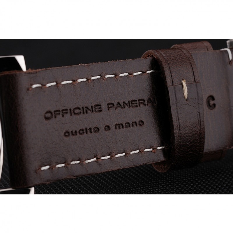 Swiss Panerai Luminor Black Dial Stainless Steel Case Brown Leather Strap 1453854-6