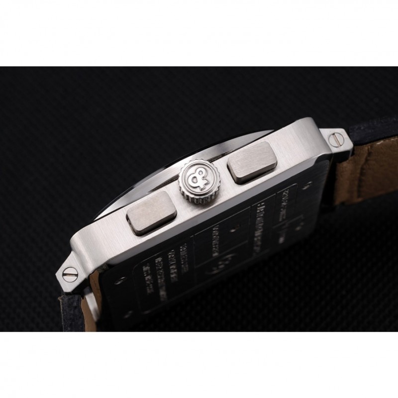 Cheap Bell and Ross BR 03-94 Black Dial Silver Case Black Leather Strap-5