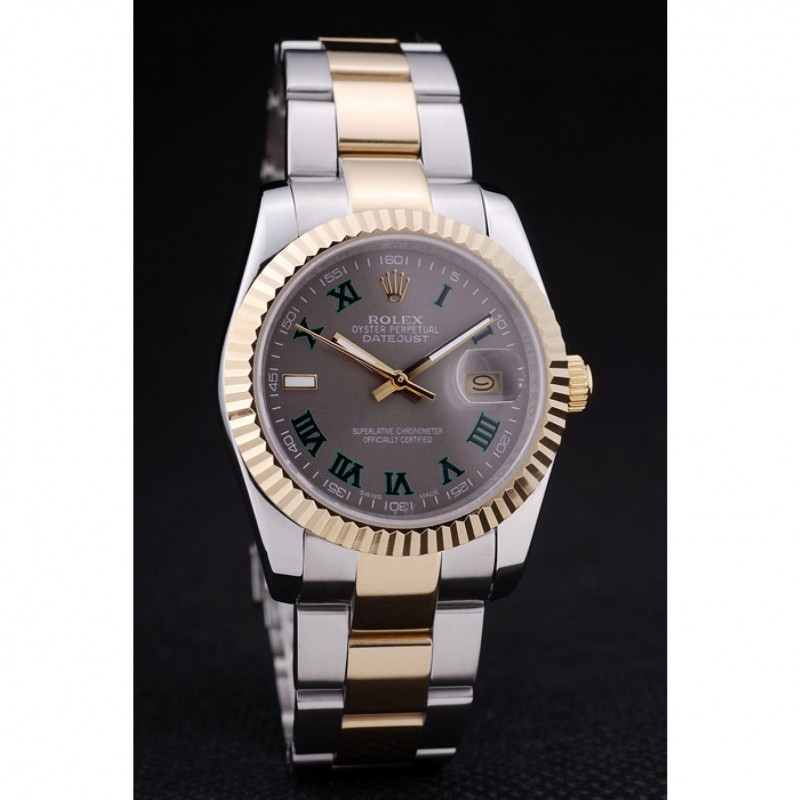 Rolex Datejust Grey Dial Ribbed Bezel 7460-2