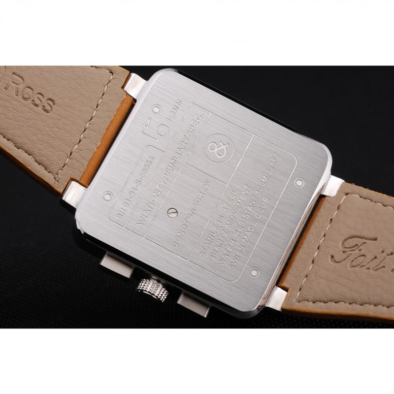 Luxury Bell and Ross BR 03-94 Black Dial Silver Case Brown Leather Strap-8