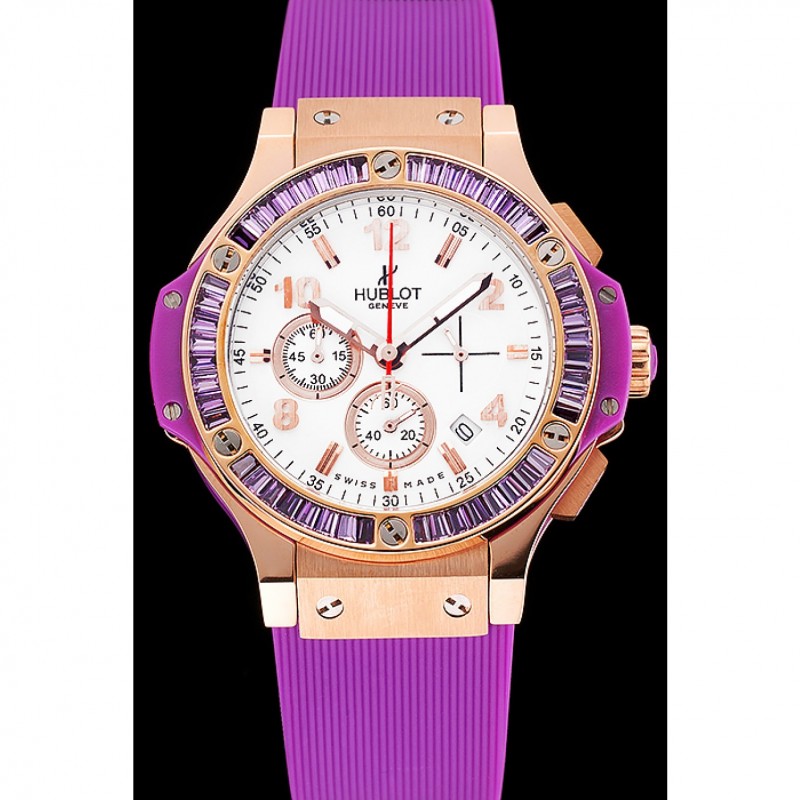 Best Replica Watches Hublot Big Bang Tutti Frutti Purple Strap Gold Dial-1