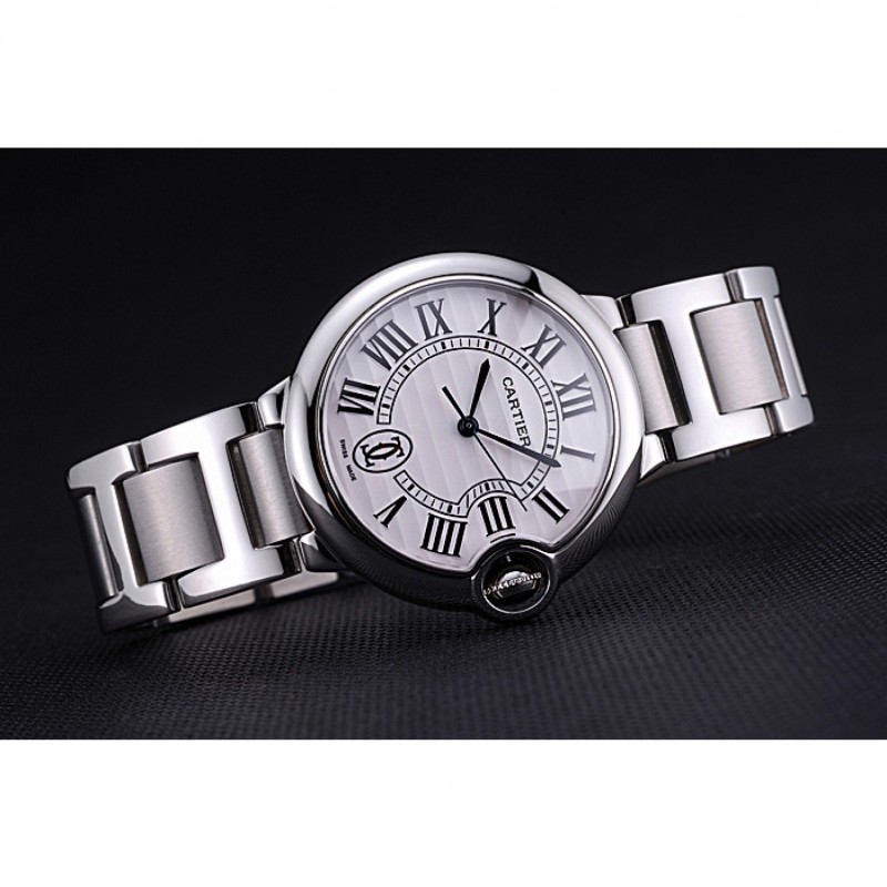 Swiss Cartier Ballon Bleu de Cartier White Dial Roman Numerals Stainless Steel Bracelet 622555-3