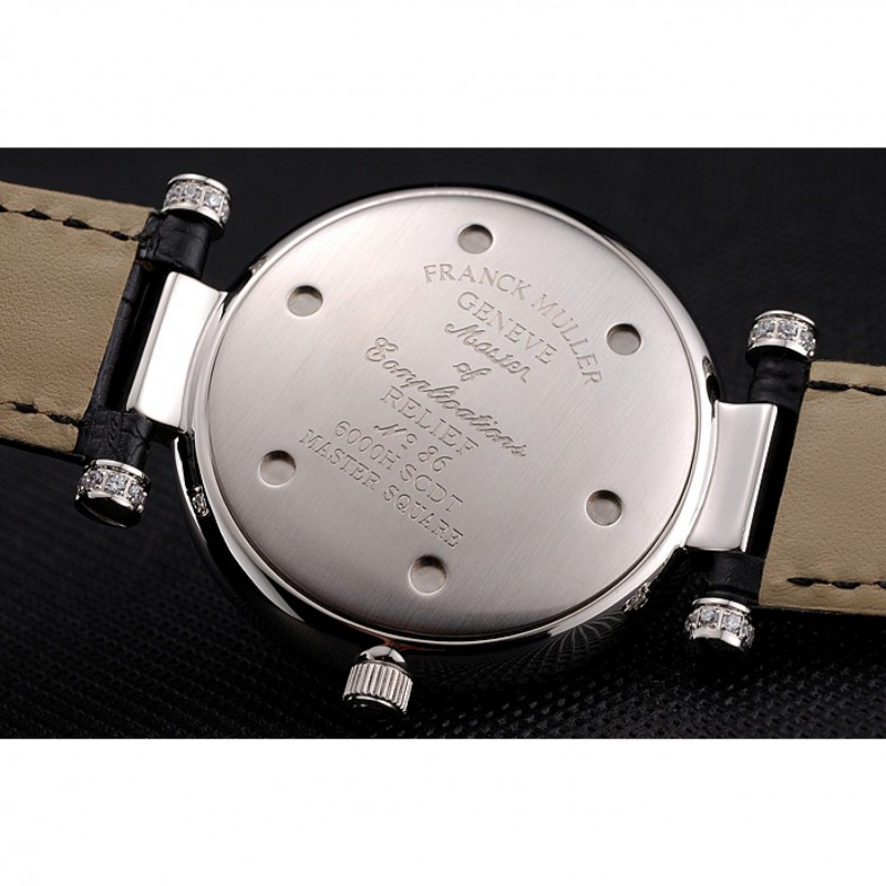 Franck Muller Double Mistery Ronde Black Dial Stainless Steel Case Black Leather Strap-7