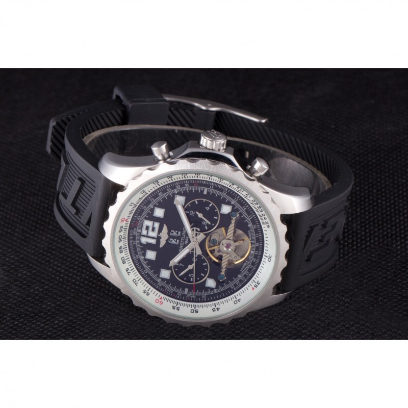 Cheap Replica Watches Breitling Navitimer Rubber Strap Black Dial-5