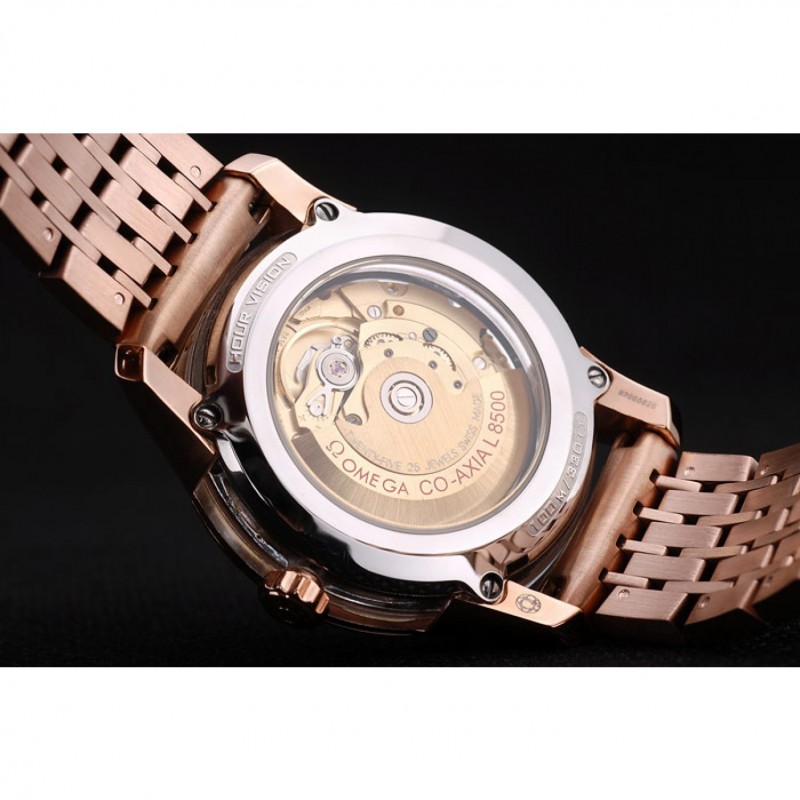 Best Replica Watches Omega Swiss DeVille Rose Gold Bezel Roman Numbers Brown Dial 7610-7