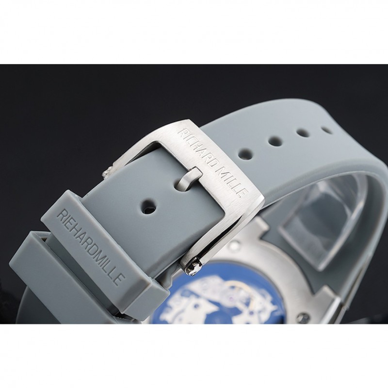 Luxury Replica Watches Richard Mille RM 033 Extra Flat Automatic Diamond Case Grey Rubber Bracelet 1454194-6