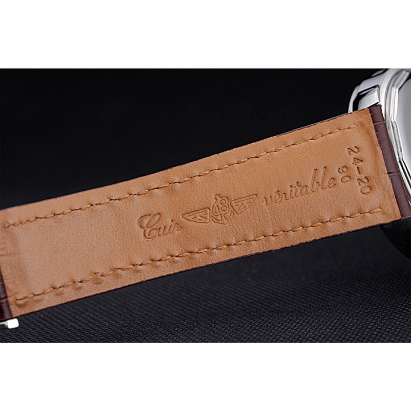 Breitling Transocean Chronograph Unitime White Dial Stainless Steel Case Brown Leather Bracelet 622244-5