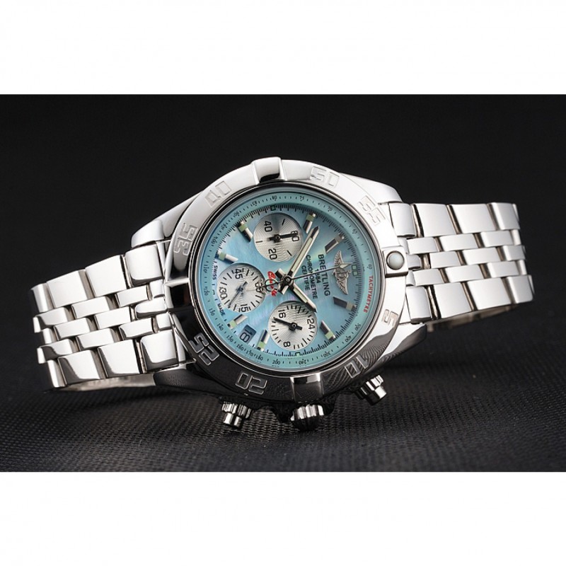 Breitling Chronomat Quartz Light Blue Dial Stainless Steel Case And Bracelet-4